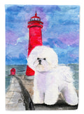 Lighthouse with Bichon Frise Garden Flag Mailbox Decorative Yard Banner Outside Patio Artwork for Flower Beds, Garden Size, Multicolor