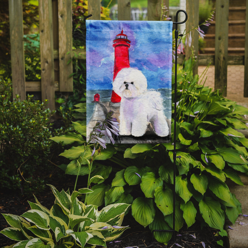 Lighthouse with Bichon Frise Garden Flag Mailbox Decorative Yard Banner Outside Patio Artwork for Flower Beds, Garden Size, Multicolor