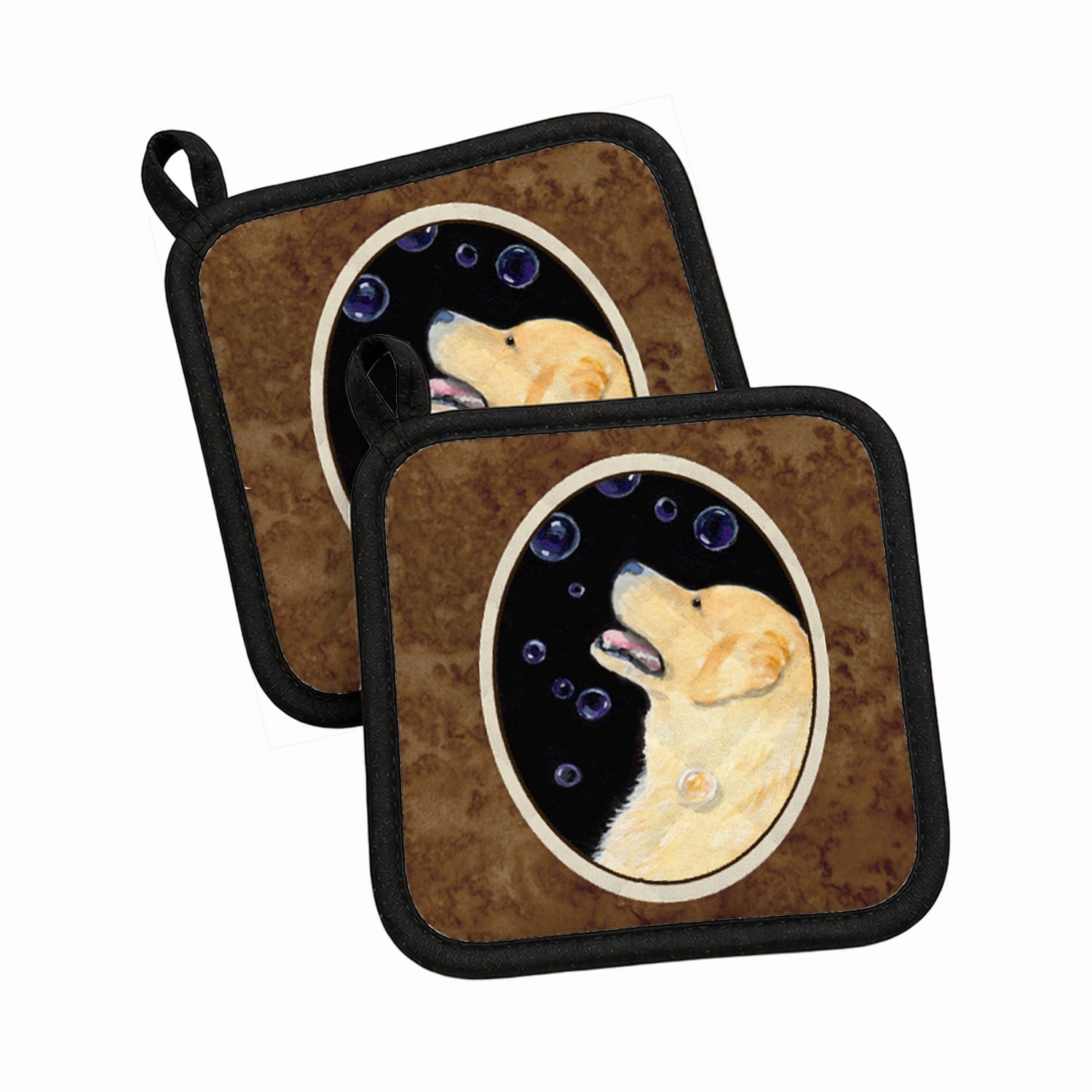 Golden Retriever Pot Holder Set of 2 | Quilted Hot Pads