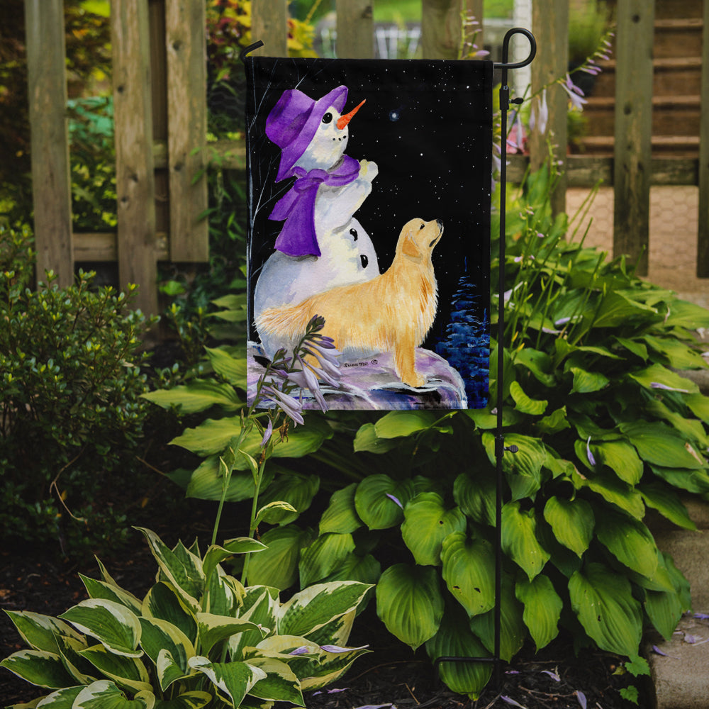 Snowman with Golden Retriever Garden Flag Mailbox Decorative Yard Banner Outside Patio Artwork for Flower Beds, Garden Size, Multicolor