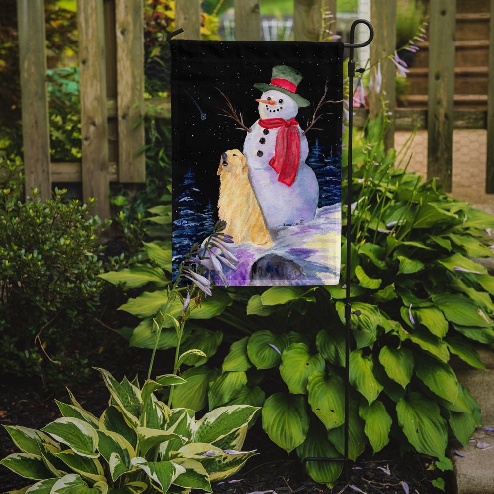 Snowman with Golden Retriever Garden Flag Mailbox Decorative Yard Banner Outside Patio Artwork for Flower Beds, Garden Size, Multicolor