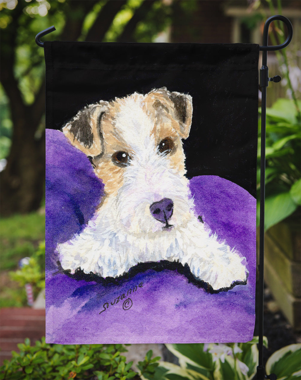 Fox Terrier Garden Flag Mailbox Decorative Yard Banner Outside Patio Artwork for Flower Beds, Garden Size, Multicolor