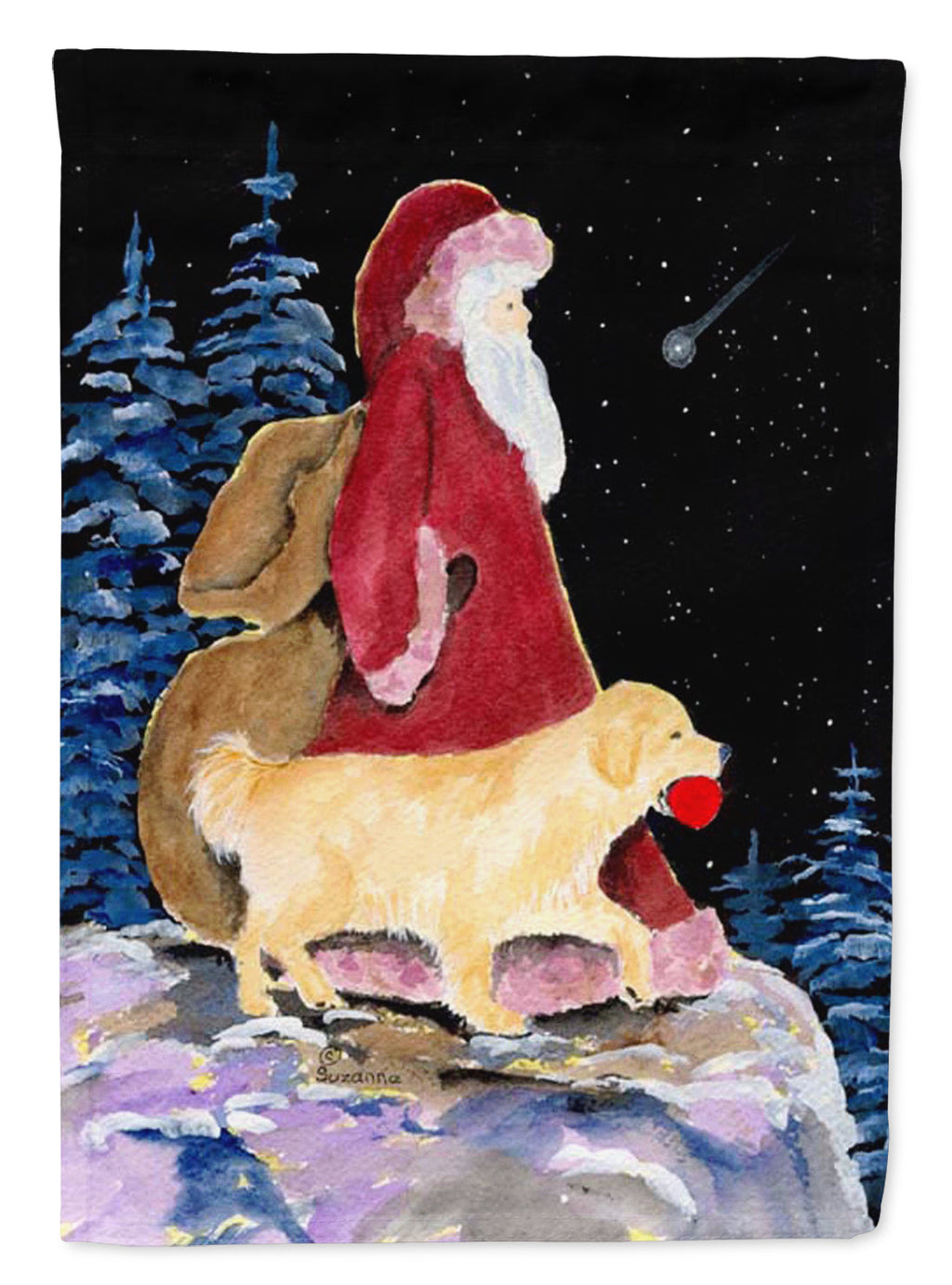 Santa Claus with Golden Retriever Garden Flag Mailbox Decorative Yard Banner Outside Patio Artwork for Flower Beds, Garden Size, Multicolor