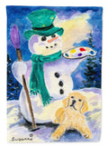Snowman with Golden Retriever Garden Flag Mailbox Decorative Yard Banner Outside Patio Artwork for Flower Beds, Garden Size, Multicolor