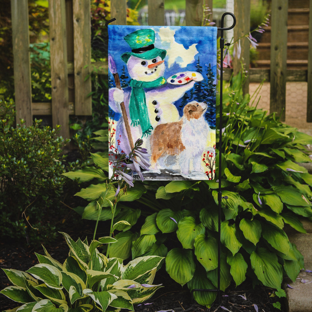 Snowman with Australian Shepherd Garden Flag Mailbox Decorative Yard Banner Outside Patio Artwork for Flower Beds, Garden Size, Multicolor