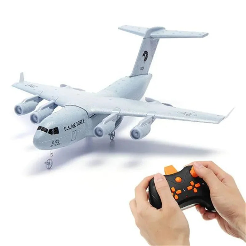 C-17 RC Drone DIY Aircraft Transport Aircraft 373mm Wingspan EPP RC Drone Airplane 2.4GHz 2CH 3-Axis Aircraft Toy for Adults