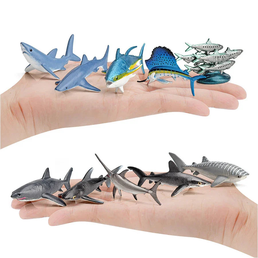 Realistic Mini Ocean Animal Figurines Plastic Marine Sea Creatures Whale Shark Dolphin Turtle Penguin Model Playset Gift for Kid