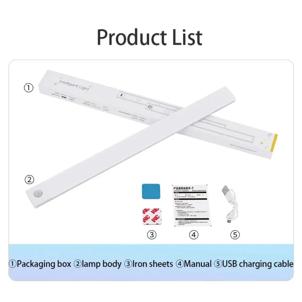10/20/30/40/50CM Under Cabinet Led Light Sensor Movement Rechargeable Wireless Led Lamp Night Light Cupboard Bedroom Wardrobe