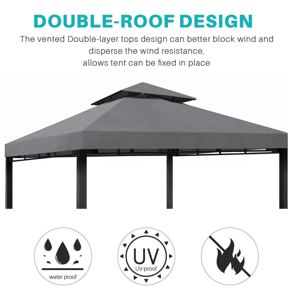 Grill Gazebo Replacement Canopy Roof, Outdoor BBQ Gazebo Top, Double Tiered Shelter Cover Roof ,for Yard Patio Garden Sunshade