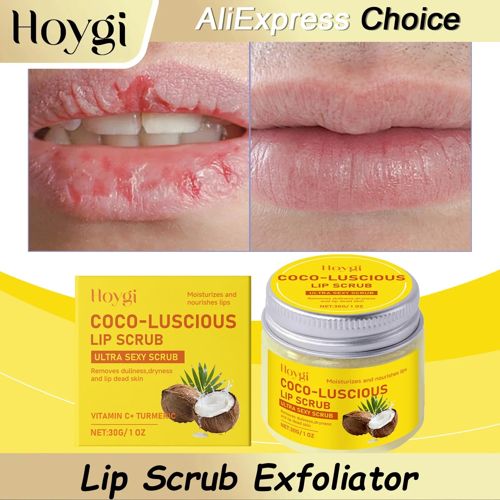 Coconut Oil Lip Scrub Balm Exfoliator Lips Mask Softening Remove Dead Skin Lasting Nourishment Moisturizing Repair Gentle Care