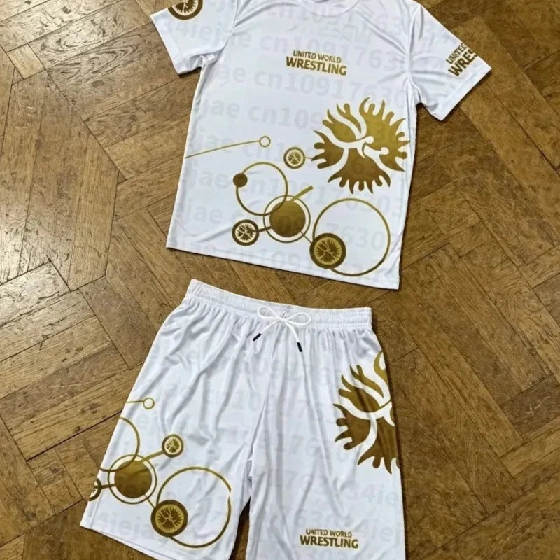 2026 Summer Freestyle Wrestling Set: Breathable, Quick-Drying Y2K Style Short-Sleeve T-Shirt + Shorts Two-Piece Set, Unisex