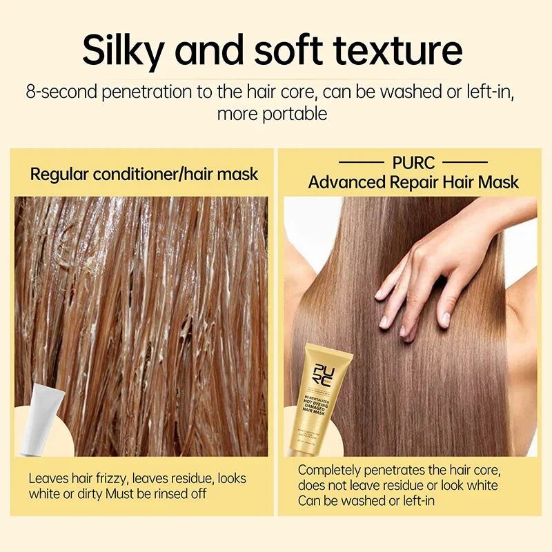 PURC 8 Seconds Repair Damaged Hair Mask Smoothing Soften Deep Conditioner Keratin Hair Treatment Strengthens Hair Care Product