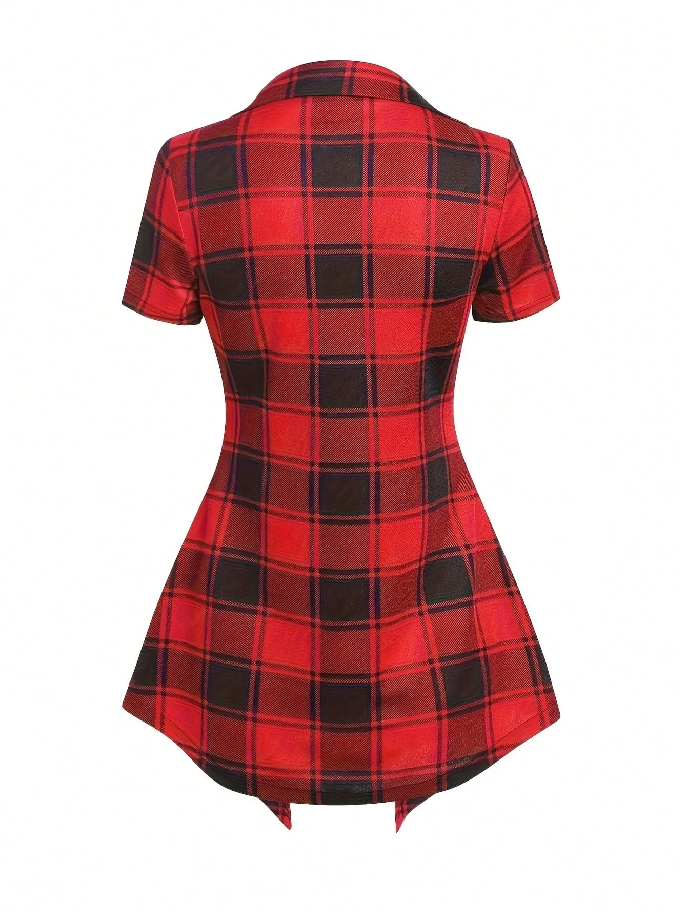 Plus Size Plaid Print Two-piece Set, Cross Cut Out Short Sleeve Top & Capris Pants Outfits, Women's Plus Size Clothing