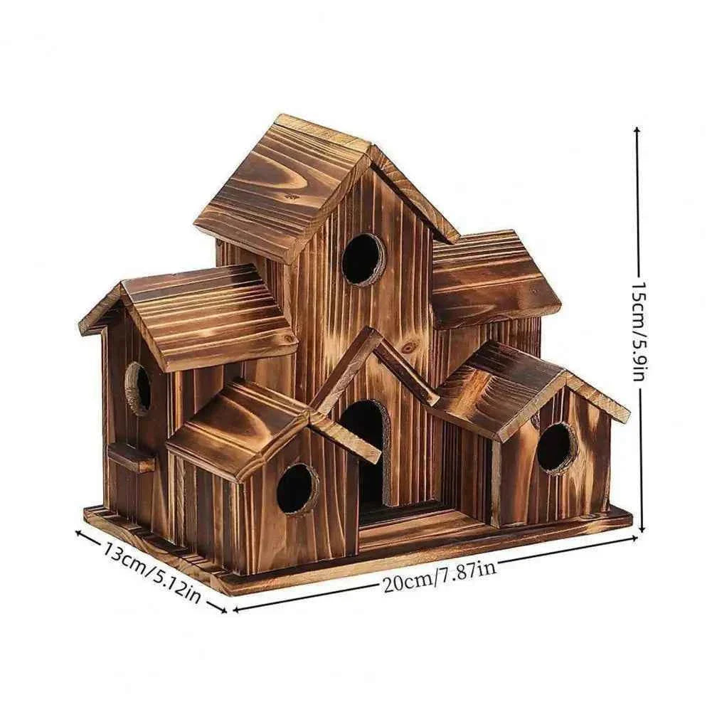 20*15cm Bird Houses For Outside Wooden Hummingbird Nest Bird Feeder Outdoor Birdhouse With 6 Rooms For Garden Courtyard Decor