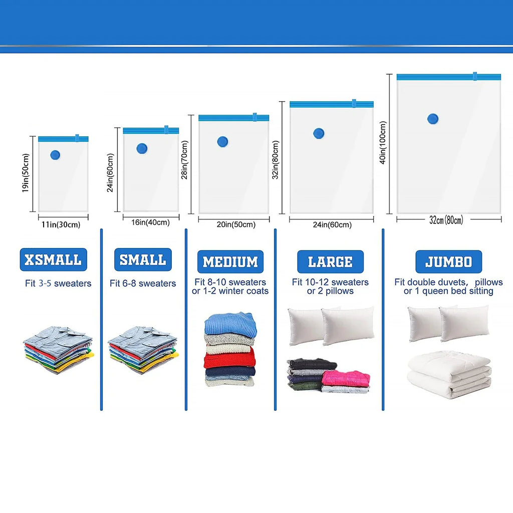 3-5PCS Vacuum Storage Bags, Space Saver Bags  Compression for Comforters and Blankets Clothes Travel Packing Organizer