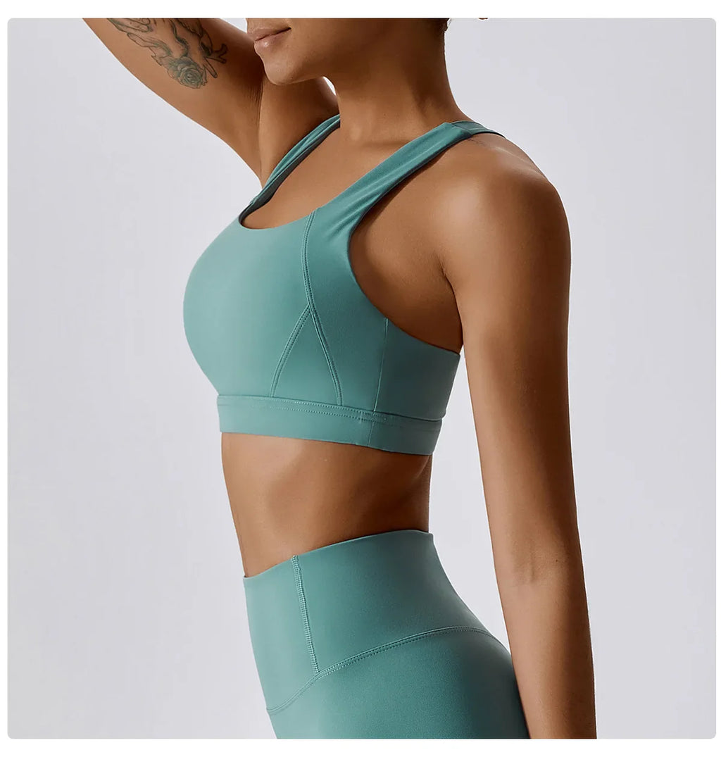 Crossed Shoulder Strap Yoga Bra Chest Pad Running Sports Bra Gym Top Women Stretch Pull Up Underwear Women Vest Fitness Tank Top