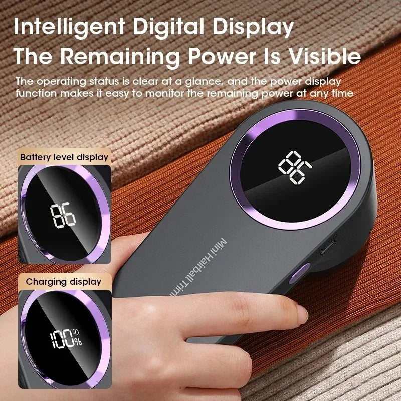 Portable Electric Lint Remover with LED Display USB Rechargeable Sweater Shaver Household Clothes Hair Ball Trimmer