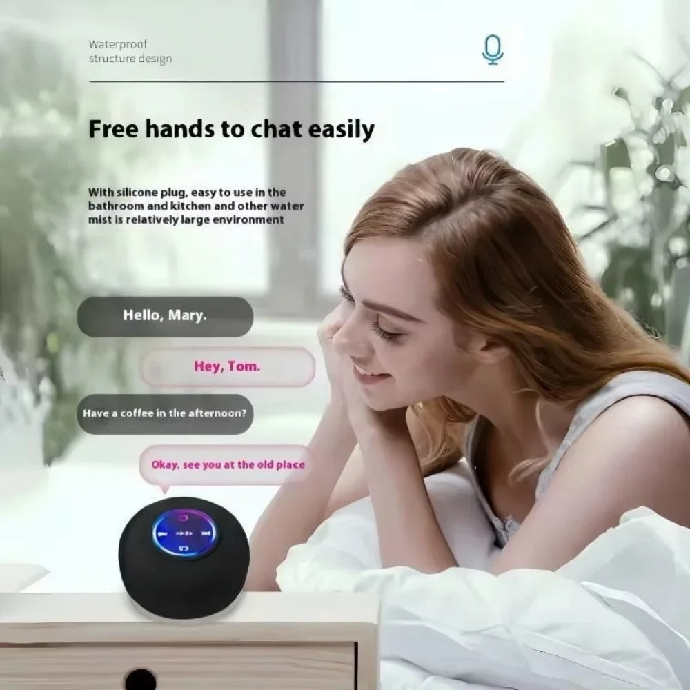 Bluetooth Speaker Mini Portable Wireless Bluetooth Audio Led IPX4 Waterproof Loudspeaker Large Suction Cup for Outdoor Bathroom