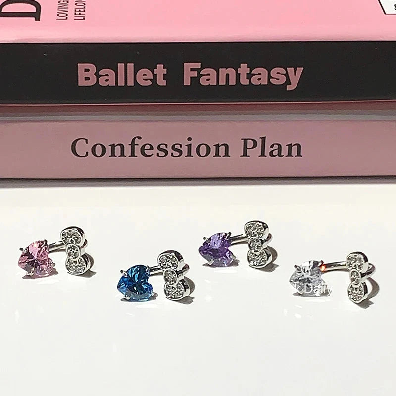 Cute Bowknot Love Heart Annular Ear Bone Earring