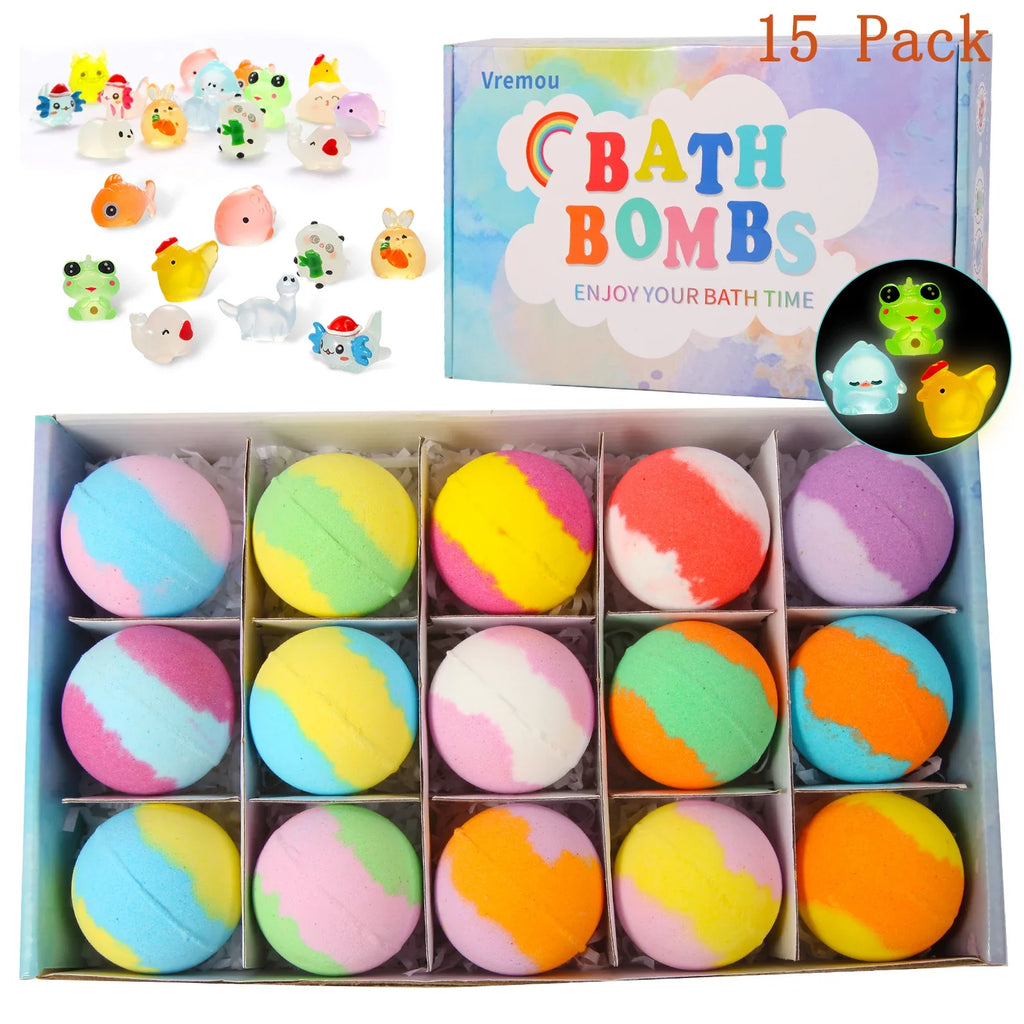 15Pack/24Pack Bath Bombs for Kids with Surprise Inside, Natural Organic Kids Bubble Bath Fizzy for Girls Boys