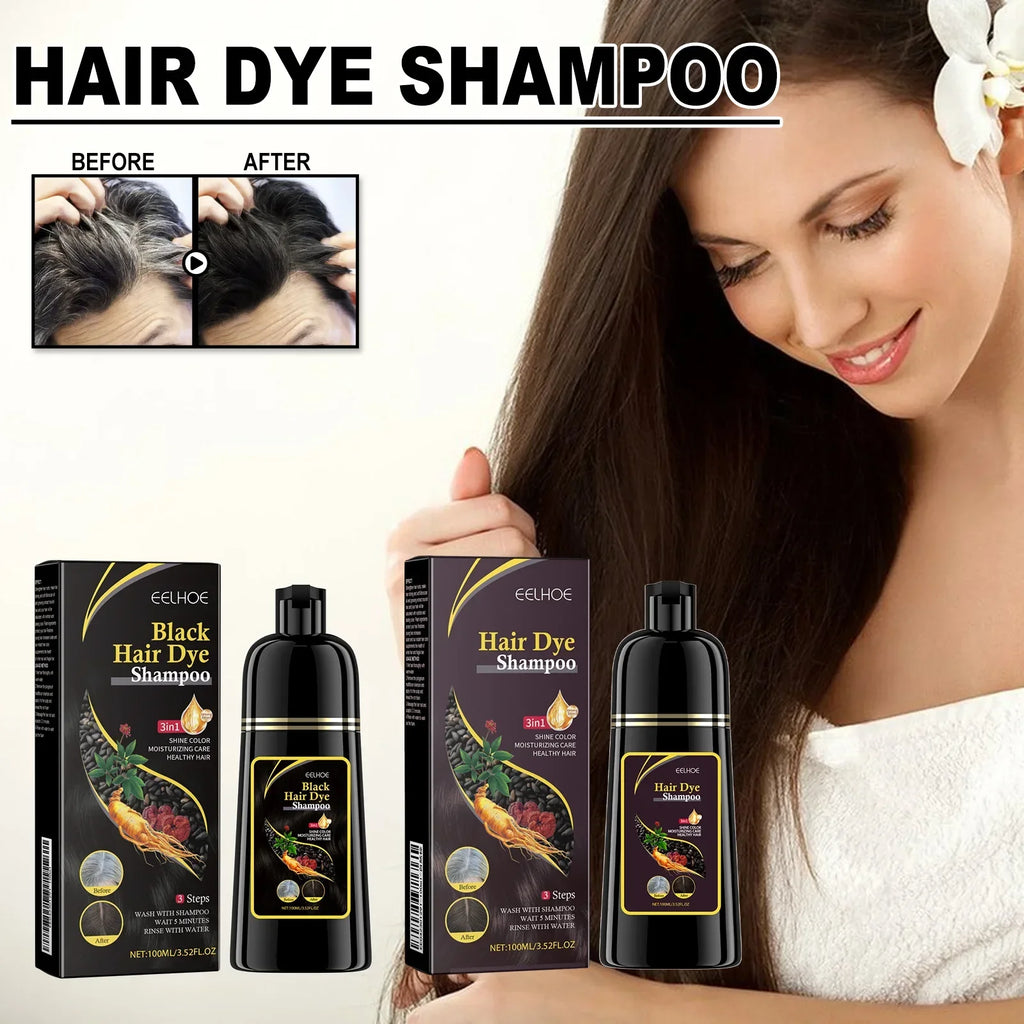 100ml Black Hair Shampoo 3 In1 Hair Dye Shampoo Repairing and Softening Shampoo Moisturizing Cleaning Hair Care for Women Men