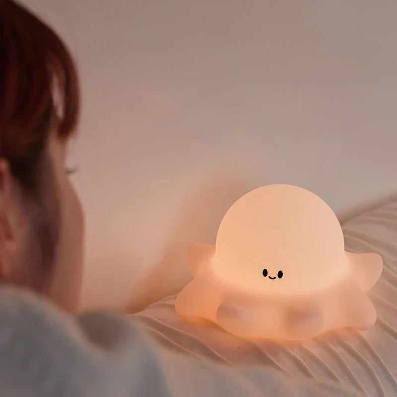 Octopus Night Light Squidward Cartoon Silicone Night Light Rechargeable Interior Decoration Ambient Lamp Children Birthday Gift