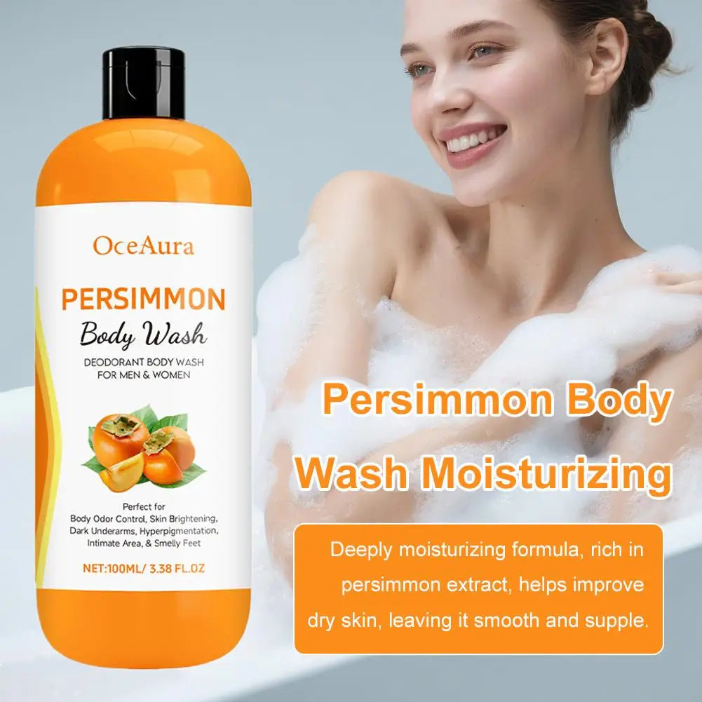 Persimmon Fresh Shower Gel Plant Extract Gentle Cleansing Moisturizing Hydrating Smooth Delicate Skin Daily Body Care