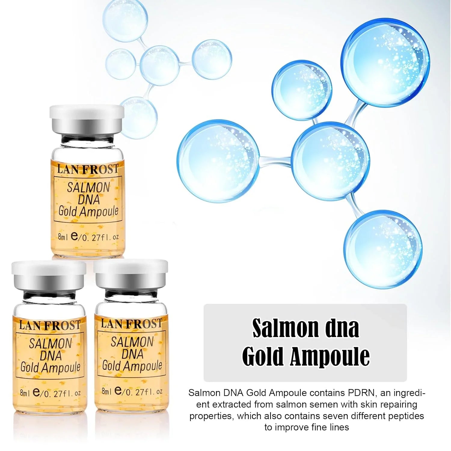 Korea 8ml Salmon DNA Gold Ampoule Skin Booster Serum Kit BB Cream Brightening Moisturizing For 0.3mm Microneedle Serum