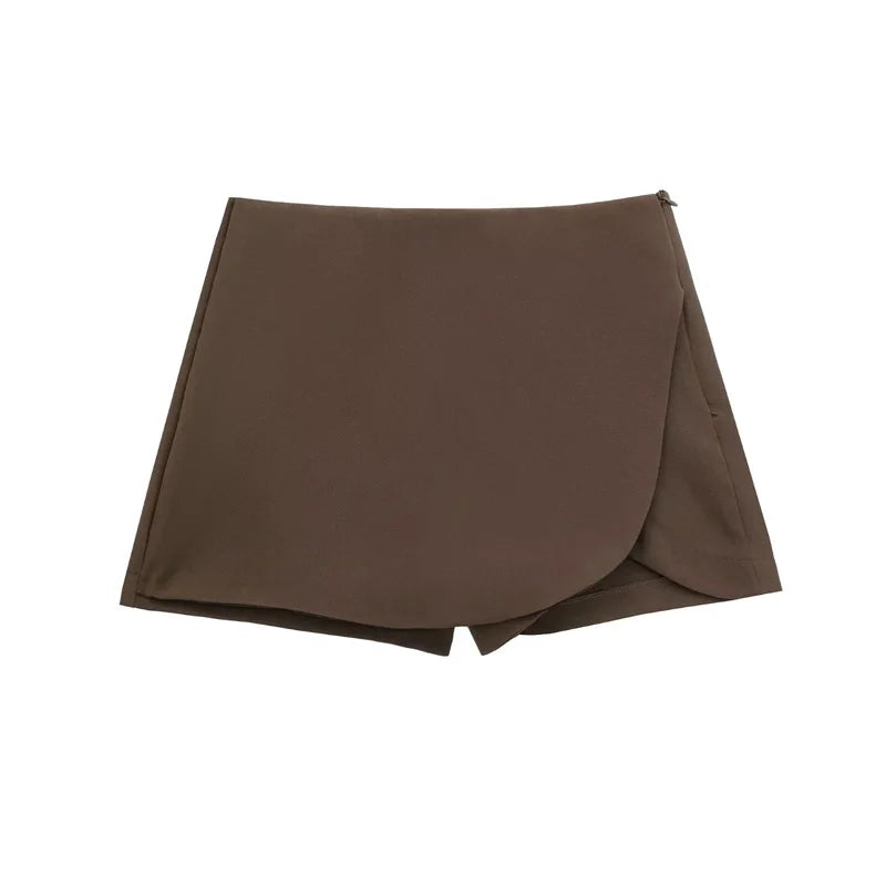 MUJER 2025 Black Mini Skirt Shorts Woman Fashion Asymmetric Skort For Women High Waist Short Skirts Woman Summer Casual Shorts