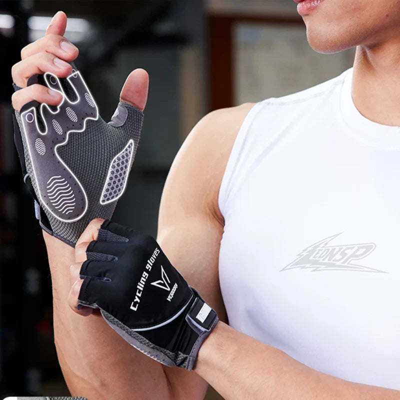 Veidoorn Men's Women's Workout Gloves for Gym Weight Lifting Non-Slip Palm with Padding Breathable Towel Finger for Sweat Wipe
