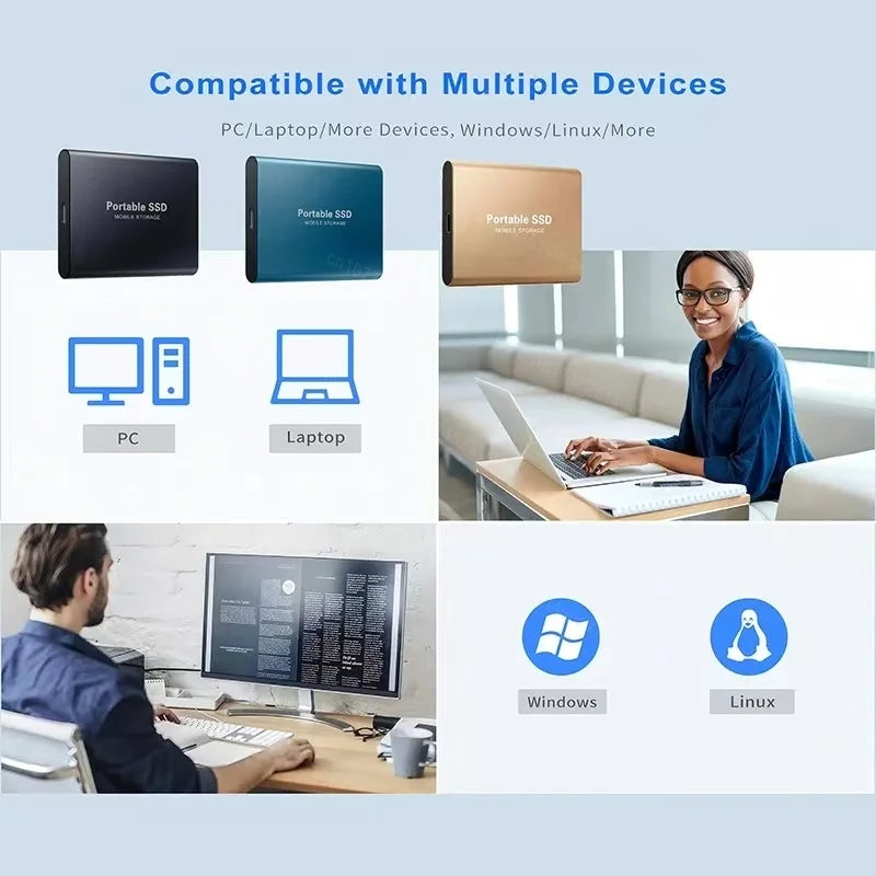 4TB Mini External Solid State Drive Portable SSD 8TB Hard Drive Small Size Quick Read Write Travel Backup Storage