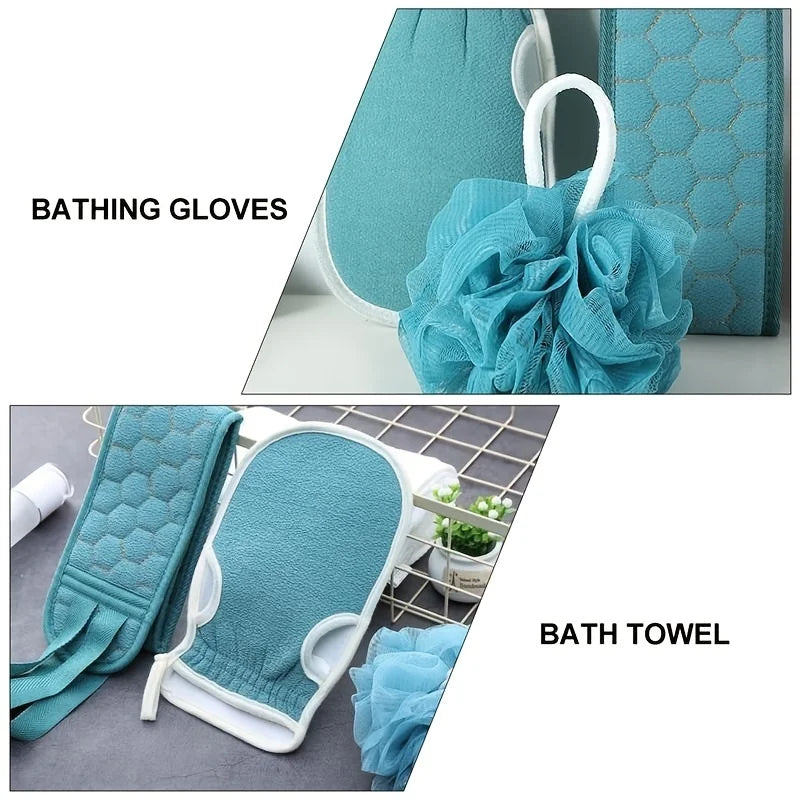 3Pcs/Set Body Cleaning Washcloth Bathroom Shower Ball Back Scrubber Set Exfoliating Skin Towel Bath Gloves Brush