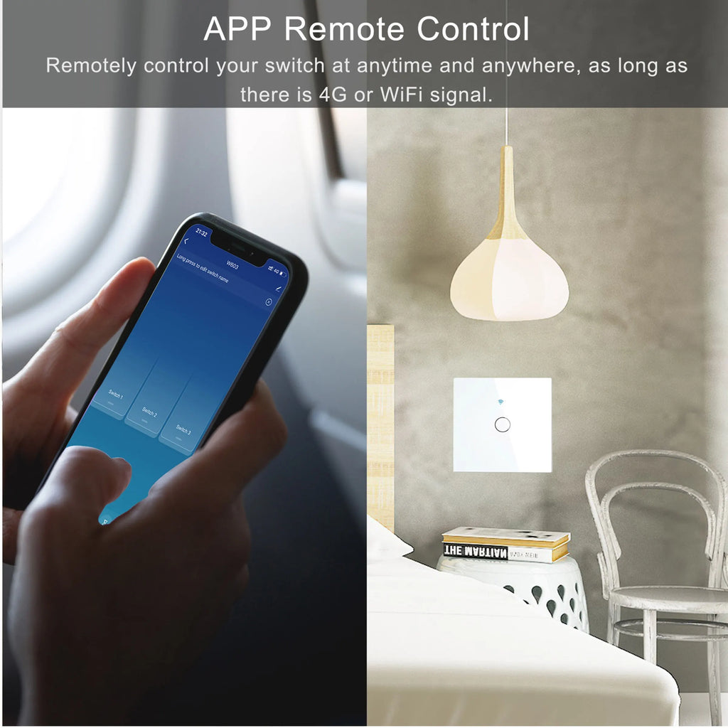 Tuya Wifi Smart Wall Light Switch 1/2/3 Gang EU Touch Switch Rf433 Wireless Remote Control For Alexa Google Home Voice Control