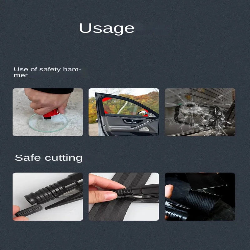 Mini Safety Hammer Car Emergency Rescue Kit Key Chain Knife Life Saving Seat Belt Cutter Window Breaker Glass