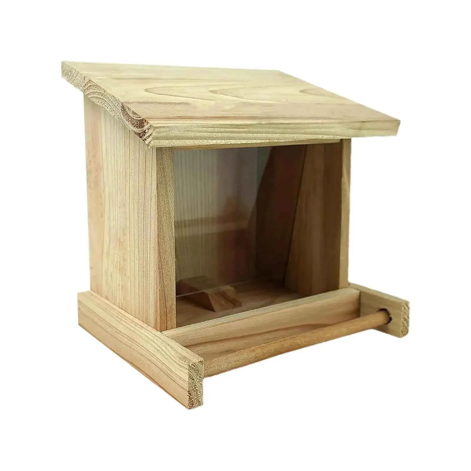 Wood Bird House Feeder with Perch, Outdoors Hanging Bird Feeding Station for Medium Small Birds Parrots