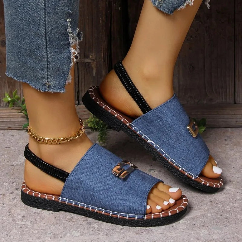 Women Casual Beach Holiday Luxury Sandals 2024 Summer New Fashion Outdoor Flat Sandals Open Toe Sandals Women Shoes for Women