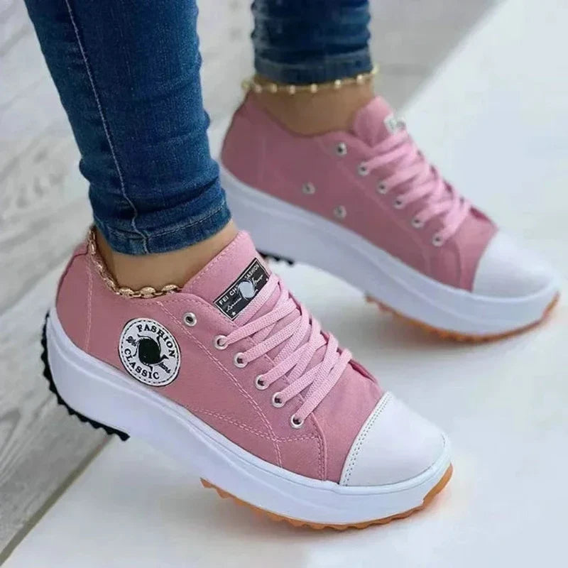 Women Shoes Classic White Canvas Sneakers Fashion Platform Women Casual shoes High Quality Lace-Up Feamle Tennis Shoes 35-43