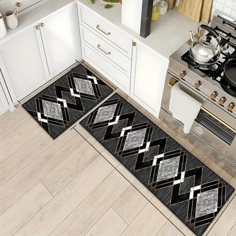 Modern Rhombus Design Kitchen Mat Entrance Doormat Decor Corridor Balcony Rugs Bathroom Anti-slip Foot Mat Bedroom Beside Carpet