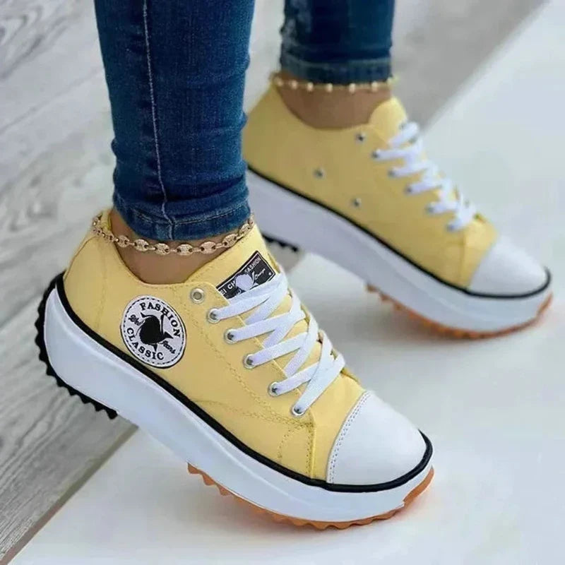 Women Shoes Classic White Canvas Sneakers Fashion Platform Women Casual shoes High Quality Lace-Up Feamle Tennis Shoes 35-43