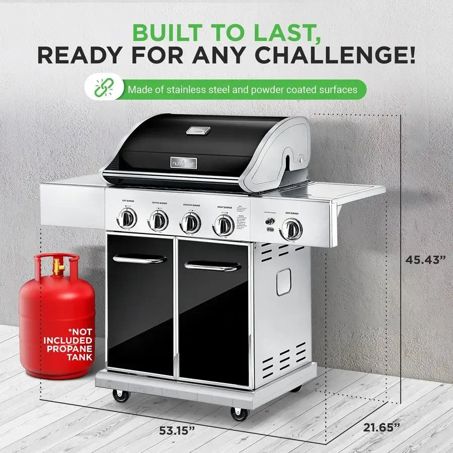 XMSJ HeavyDuty 5 Burner Propane Gas Grill With Electronic Ignition