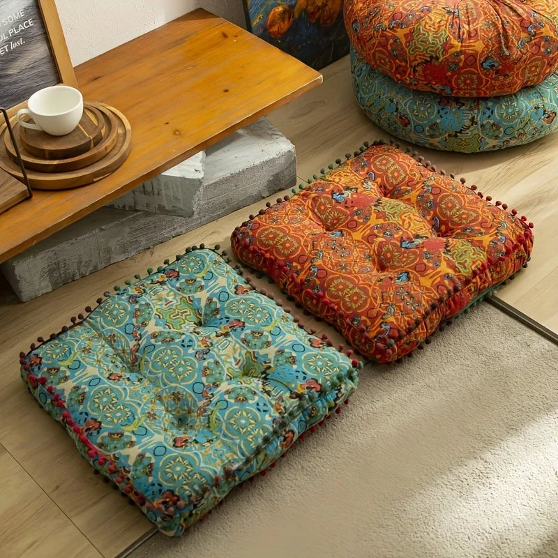Bohemian Style Square Thickened Floor Pillow, Sofa Cushion - Versatile and Comfortable Seat Pad for Home Decor