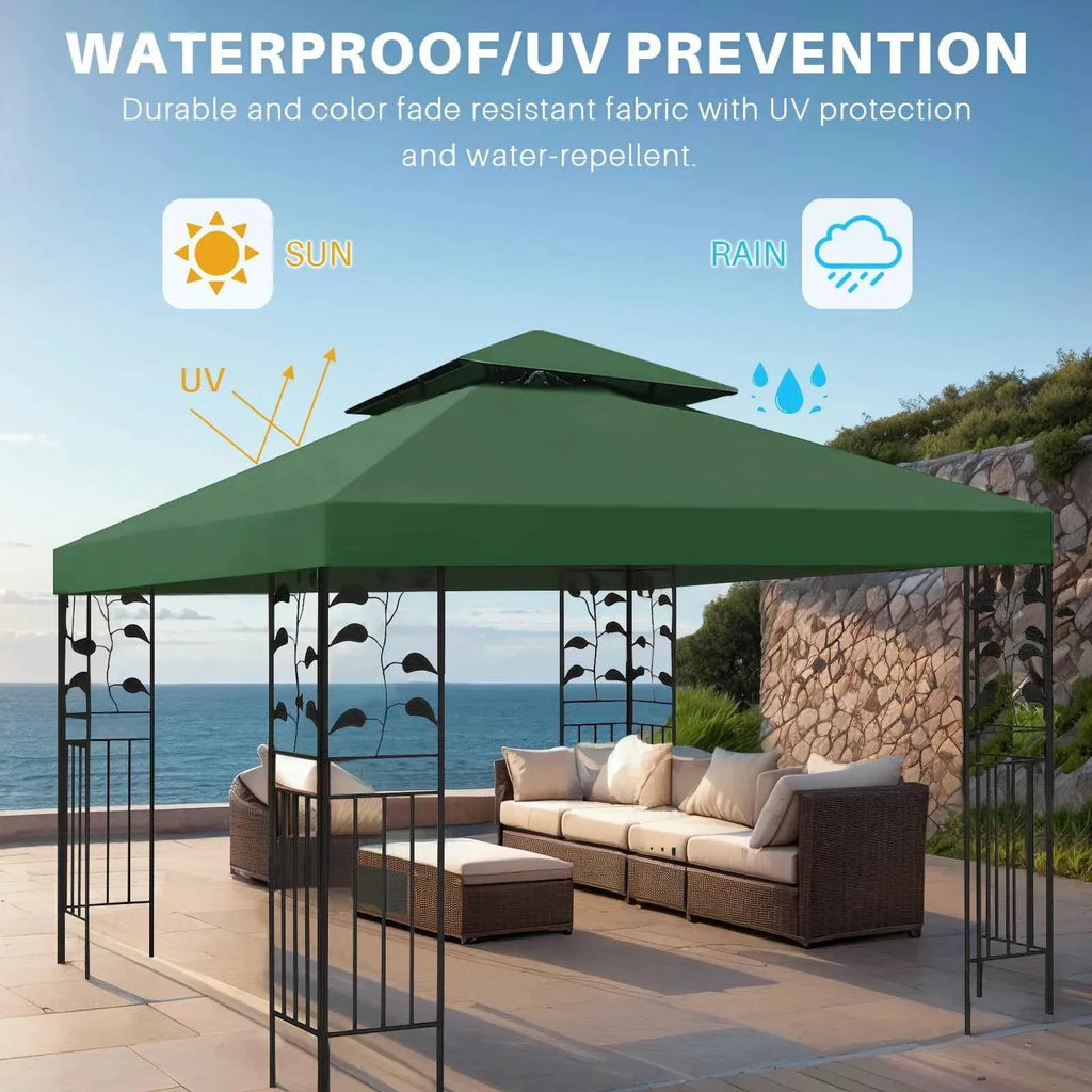 Grill Gazebo Replacement Canopy Roof, Outdoor BBQ Gazebo Top, Double Tiered Shelter Cover Roof ,for Yard Patio Garden Sunshade