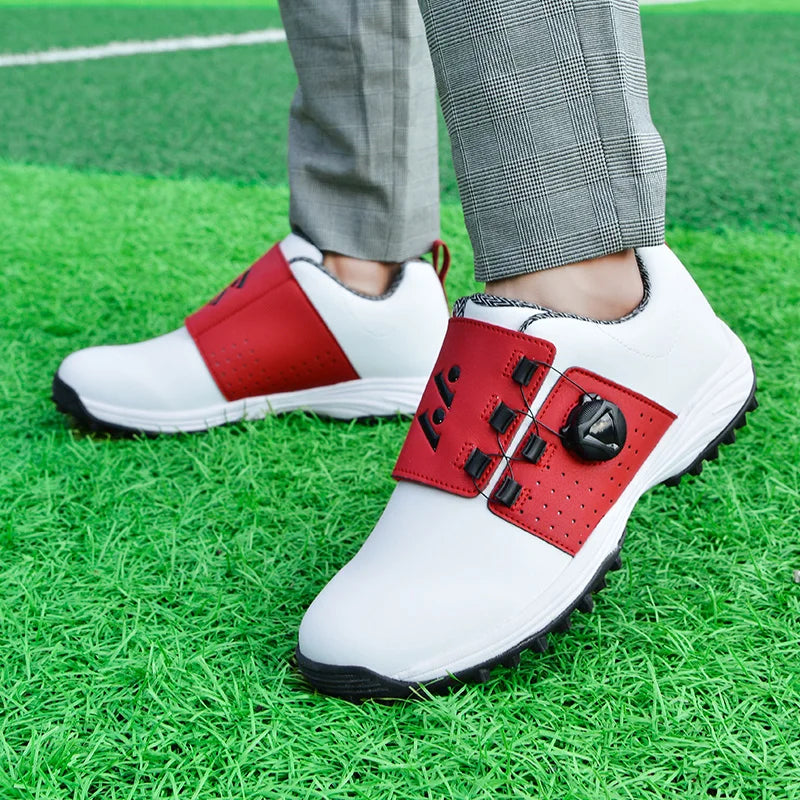 New men's golf shoes, Spinning buckle lightweight golf training shoes, Outdoor sports and leisure shoes, Breathable and non slip