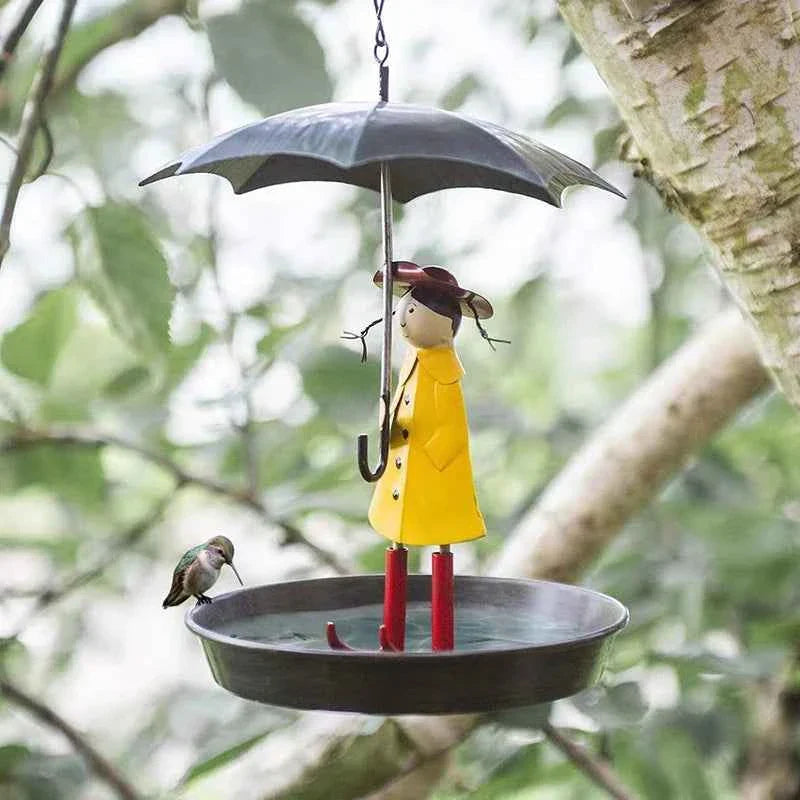 For Bird Bath Garden Decor Yard Decorations Hanging Bird Feeders For Outdoors Girl And Umbrella Hummingbird Feeder Tray Outside
