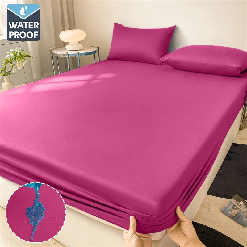Waterproof Mattress Cover Fitted Bed Sheet With Elastic Band Anti-slip Adjustable Mattress Protector Double Fitted Sheet For Bed