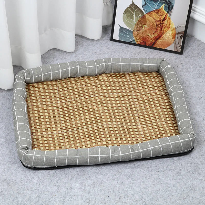 Pet Summer Mat Cute Dog Cooling Sofa Breathable Small Dog Bed Cushion Moistureproof Rattan Wear Cat Mat Accessories