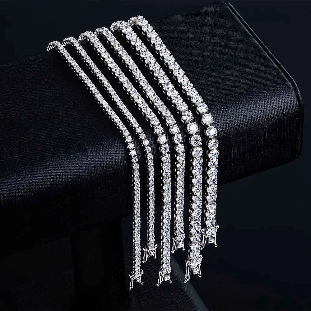 100% Real Moissanite Tennis Bracelet 925 Sterling Silver Plated 18K Gold with GRA Bracelet for Women Man Sparkling Party Jewelry