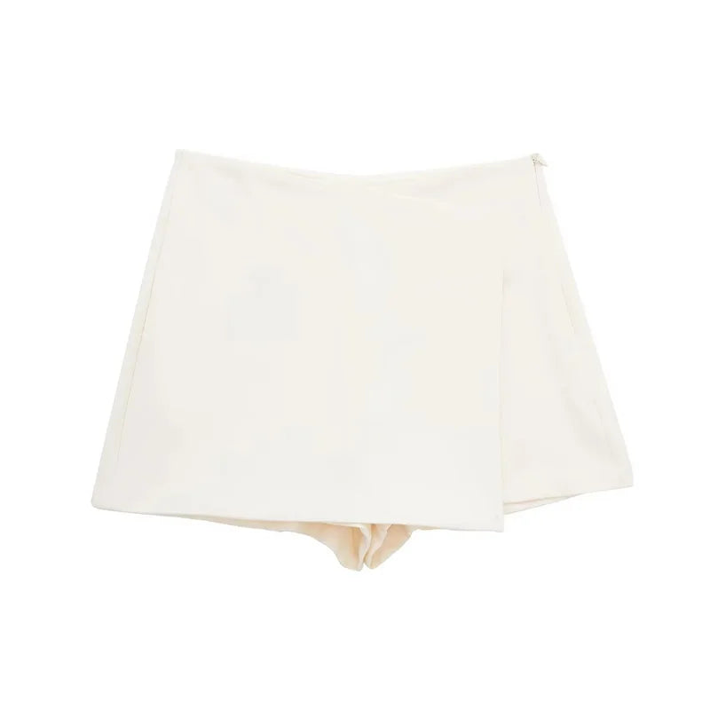 MUJER 2025 Asymmetric Skort For Women Black High Waist Mini Skirt Shorts Women Casual Bermuda Shorts Woman Summer Skirt Shorts