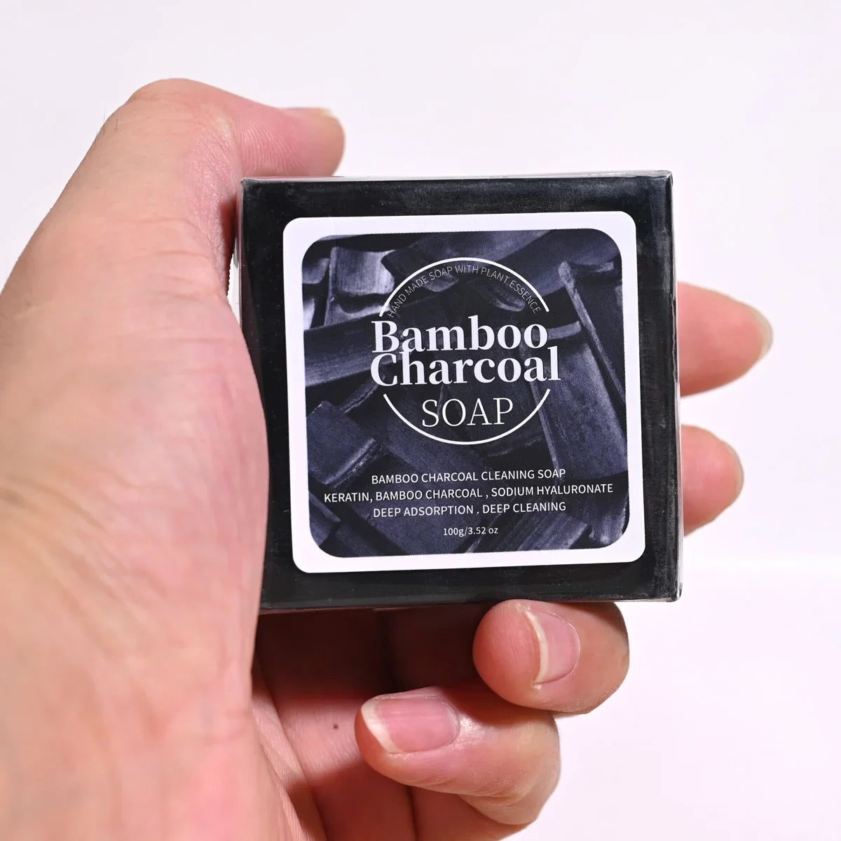 B+100G Bamboo Charcoal Powder Deep Cleaning Soap Plant Oil Soap Keratin Protein Men's Bath and Face Wash Handmade Soap