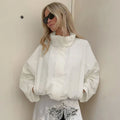 Linad Street Chic Red Turtleneck Zipper Jackets Autumn Casual Long Sleeve Outerwear Fashion Coats For Woman Tops Female 2025